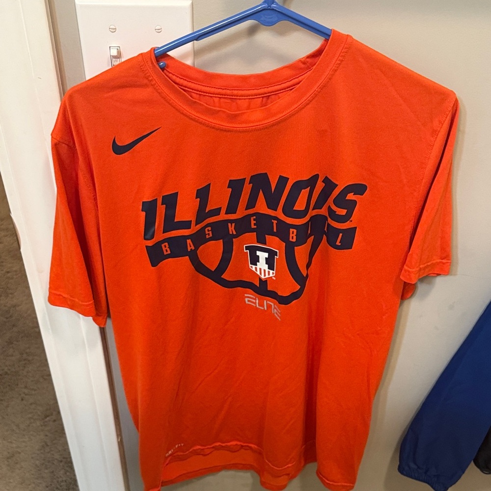 Nike Orange Illinois Basketball Tee Dri Fit Size Large
